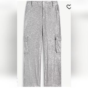 Silver Wide Leg Sequin Pants
